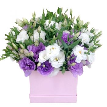 Коробка з Еустома "Іванна". annetflowers.com.ua. Купити квіти в коробці з Еустома
